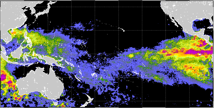 Sample 5 km Coral Bleaching Degree Heating Week image for Pacific Ocean