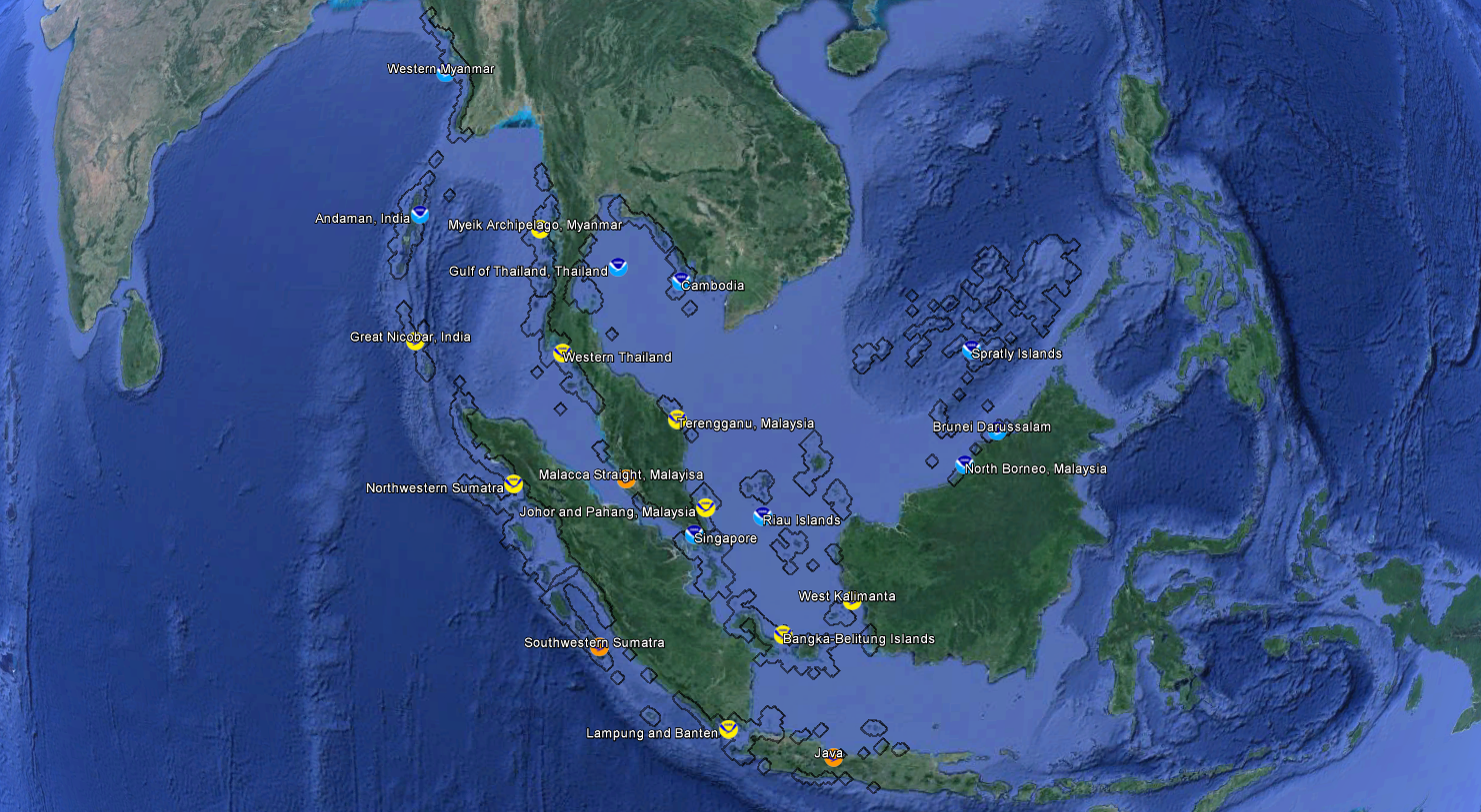 Station location chart for the region