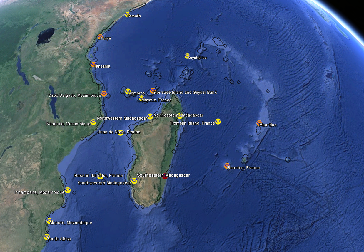 Station location chart for the region