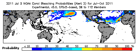 Current Bleaching Heat Stress Outlook Probability - Alert Level 2