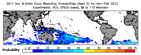 Current Bleaching Heat Stress Outlook Probability - Alert Level 2