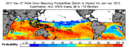 Current Bleaching Heat Stress Outlook Probability - Watch and higher