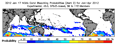 Current Bleaching Heat Stress Outlook Probability - Alert Level 2