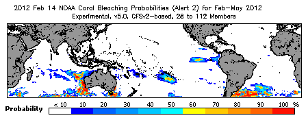 Current Bleaching Heat Stress Outlook Probability - Alert Level 2