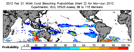 Current Bleaching Heat Stress Outlook Probability - Alert Level 2