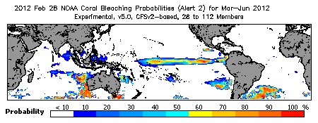 Current Bleaching Heat Stress Outlook Probability - Alert Level 2