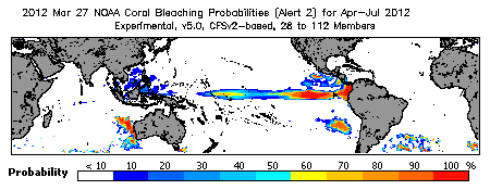 Current Bleaching Heat Stress Outlook Probability - Alert Level 2