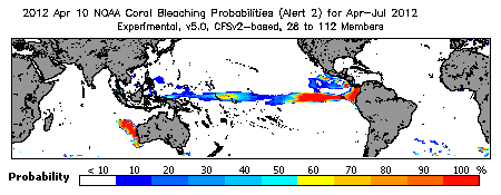 Current Bleaching Heat Stress Outlook Probability - Alert Level 2