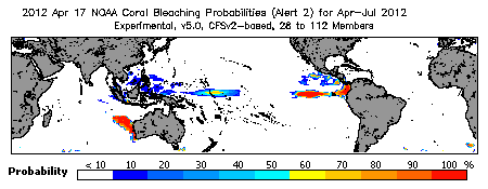 Current Bleaching Heat Stress Outlook Probability - Alert Level 2