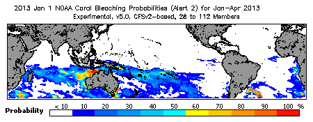 Current Bleaching Heat Stress Outlook Probability - Alert Level 2