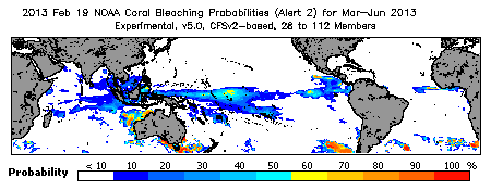 Current Bleaching Heat Stress Outlook Probability - Alert Level 2