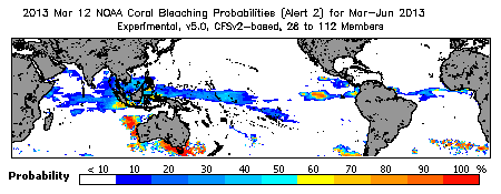 Current Bleaching Heat Stress Outlook Probability - Alert Level 2