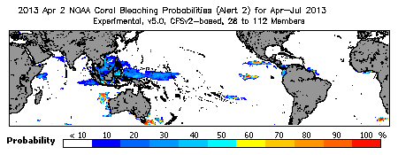 Current Bleaching Heat Stress Outlook Probability - Alert Level 2