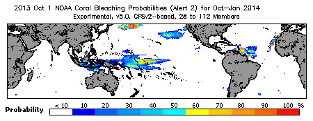 Current Bleaching Heat Stress Outlook Probability - Alert Level 2