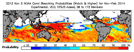 Current Bleaching Heat Stress Outlook Probability - Watch and higher