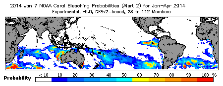 Current Bleaching Heat Stress Outlook Probability - Alert Level 2