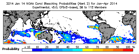 Current Bleaching Heat Stress Outlook Probability - Alert Level 2