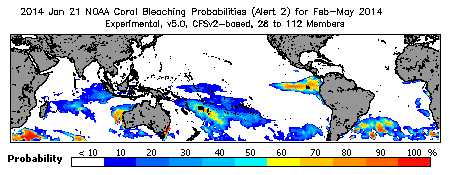 Current Bleaching Heat Stress Outlook Probability - Alert Level 2