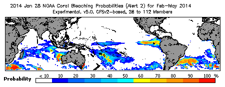 Current Bleaching Heat Stress Outlook Probability - Alert Level 2