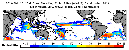 Current Bleaching Heat Stress Outlook Probability - Alert Level 2