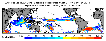 Current Bleaching Heat Stress Outlook Probability - Alert Level 2