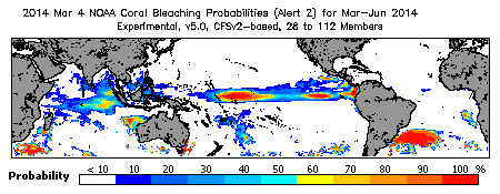 Current Bleaching Heat Stress Outlook Probability - Alert Level 2