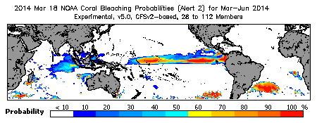 Current Bleaching Heat Stress Outlook Probability - Alert Level 2