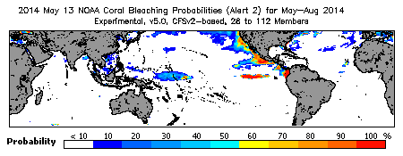 Current Bleaching Heat Stress Outlook Probability - Alert Level 2