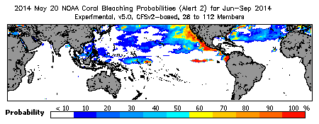 Current Bleaching Heat Stress Outlook Probability - Alert Level 2