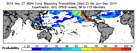 Current Bleaching Heat Stress Outlook Probability - Alert Level 2