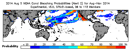 Current Bleaching Heat Stress Outlook Probability - Alert Level 2