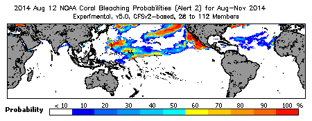 Current Bleaching Heat Stress Outlook Probability - Alert Level 2