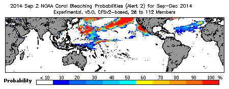 Current Bleaching Heat Stress Outlook Probability - Alert Level 2