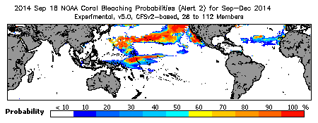 Current Bleaching Heat Stress Outlook Probability - Alert Level 2