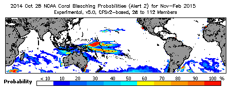 Current Bleaching Heat Stress Outlook Probability - Alert Level 2