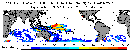 Current Bleaching Heat Stress Outlook Probability - Alert Level 2