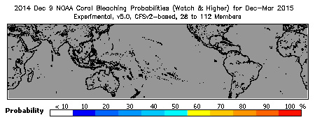 Current Bleaching Heat Stress Outlook Probability - Watch and higher