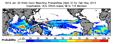 Current Bleaching Heat Stress Outlook Probability - Alert Level 2