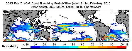 Current Bleaching Heat Stress Outlook Probability - Alert Level 2