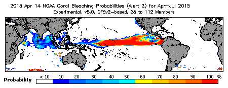 Current Bleaching Heat Stress Outlook Probability - Alert Level 2