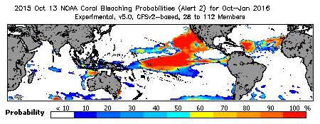 Current Bleaching Heat Stress Outlook Probability - Alert Level 2