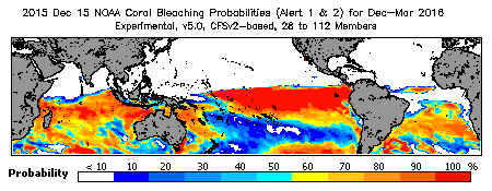 Current Bleaching Heat Stress Outlook Probability - Alert Levels 1 and 2