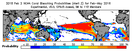 Current Bleaching Heat Stress Outlook Probability - Alert Level 2