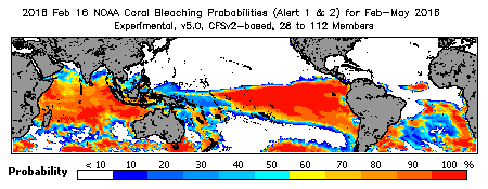 Current Bleaching Heat Stress Outlook Probability - Alert Levels 1 and 2