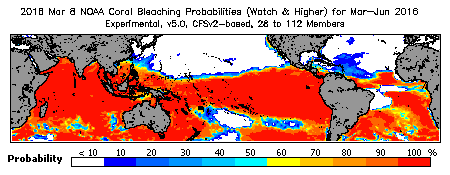 Current Bleaching Heat Stress Outlook Probability - Watch and higher