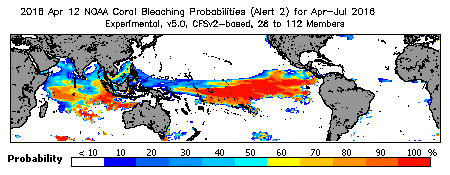 Current Bleaching Heat Stress Outlook Probability - Alert Level 2