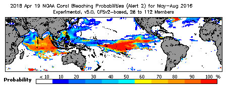 Current Bleaching Heat Stress Outlook Probability - Alert Level 2