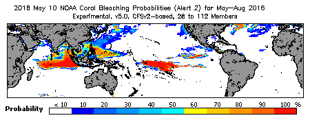 Current Bleaching Heat Stress Outlook Probability - Alert Level 2