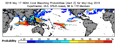 Current Bleaching Heat Stress Outlook Probability - Alert Level 2