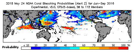 Current Bleaching Heat Stress Outlook Probability - Alert Level 2